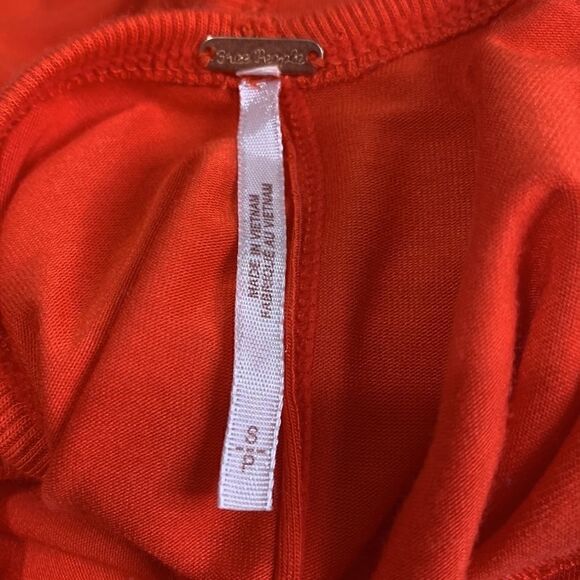 Free People Bright Orange/Red Oversized Tunic deep V-neck top - Picture 9 of 14